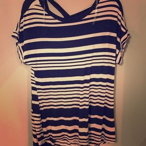Black and White Striped Tee with back design